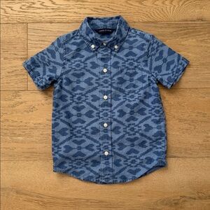 Janie and Jack Blue Patterned Button Down Shirt size 3
